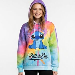 Tie-Dye Stitch Character Hoodie Sweatshirt - Multicolor
